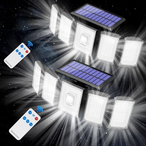 (2 unités) Projecteurs à cinq têtes, avec télécommande, 3 modes, étanches, adaptés aux jardins et aux cours. (1/5)