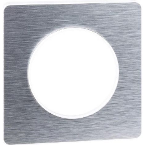 Plaque Ue de finition Odace Touch 3 postes aluminium brossé