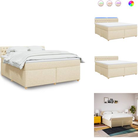 Sommier à lattes de lit avec matelas Crème 180x200 cm Tissu - Sommier À Lattes De Lit - Sommiers À Lattes De Lit - Lit - Meuble De Chambre À Coucher (1/5)