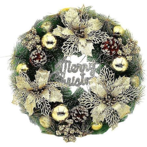 Künstliche Girlanden und Kränze für Neujahrs-, Feiertags- und Hochzeitsdekoration-30cm Gold (1/5)