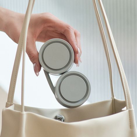 Tragbarer Mini-USB-Nackenventilator mit Aromatherapiefunktion – flexibler, blattloser Ventilator für den Außenbereich, grünes ABS, 230 g, 1600 mAh (1/5)