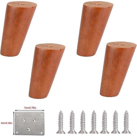 Möbelbeine aus Holz, 4er-Set, runde Sofafüße aus massivem Gummibaumholz, schräge Kegel-Ersatzbeine für Küchentische, Bett- und Kleiderschrankfüße – 12 cm (4,72 Zoll)