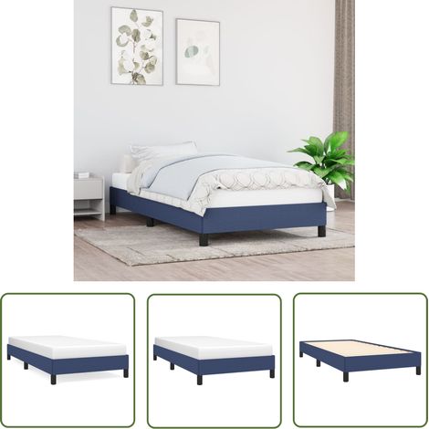 The Living Store Cadre de lit sans matelas bleu 90x190 cm tissu - Cadre De Lit - Lit Simple - Lit Bleu - Literie - Meuble Chambre (1/5)