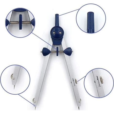 Lot avec compas en acier inoxydable et 5 accessoires pour enfants pour le dessin les mathématiques et la géométrie (1/3)