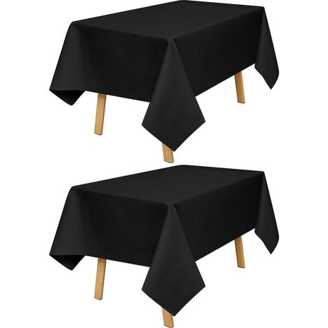 2er-Pack Schwarze Tischdecke 140x200cm Polyester für Haushalt & Gastronomie