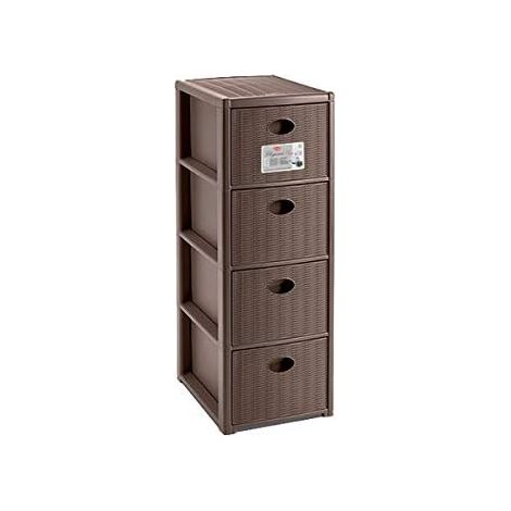 Stefanplast Cassettiera 4 posti Elegance Tortora 30x40 H 80 cm - Polipropilene - 4 cassetti - Super resistenti - Fornita montata (1/4)