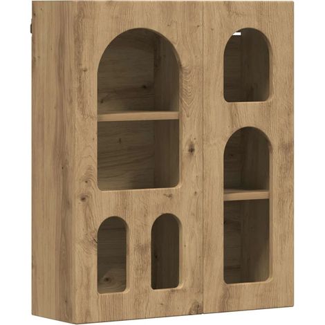 Armoire suspendue moderne chambre salle de bain 59 x 20 x 71 cm grand espace de stockage finition épurée en bois d'ingénierie chêne artisanal (1/5)