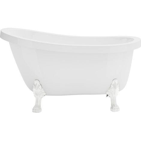 Vente-Unique – Baignoire îlot rétro 200L – Acrylique blanche – 145 x 74 x 77 cm – Pieds de lion blancs – Tablier non démontable (1/4)