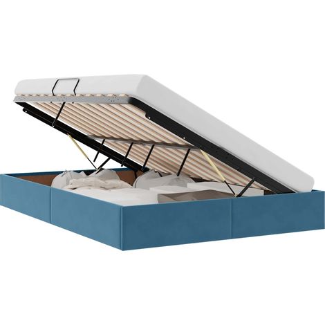 Maison Exclusive - Letto ottomano con archiviazione Blu Scuro 140 x 200 cm Velluto