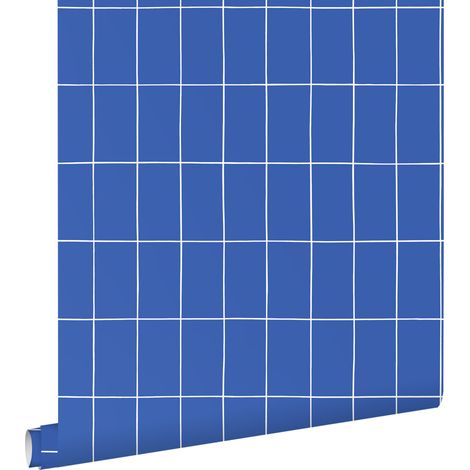 papier peint carrelage bleu royal et blanc - ESTAhome (1/5)