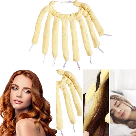 Rouleau à friser sans chaleur, serre-tête DIY bigoudis velours corail, ondulations douces pour cheveux, coiffage nuit, boucles dormir (1/5)