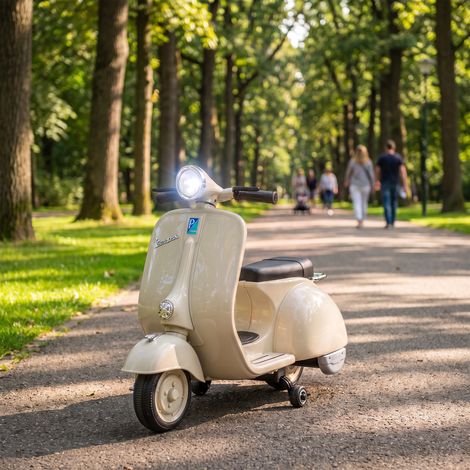 Moto Électrique Enfants VESPA sous Licence, Vitesse Max 5 Km/h, Musique & Lumière, 3+ ans, Blanc (1/5)