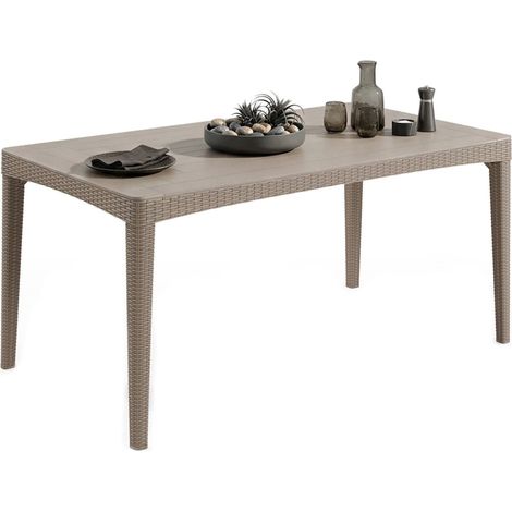 Dmora - Gartentisch Salmon, Picknickbasis, Garten-Esstisch, Mehrzweck-Außenbank, 160x90 h74 cm, Taube