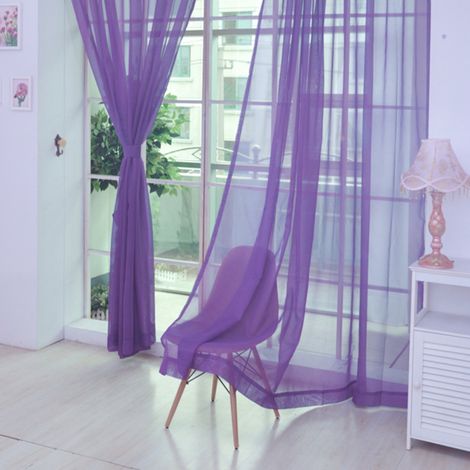 Beyamis Rideaux en voile transparent, panneaux de rideaux unis à œillets, en maille transparente, décoration moderne pour chambre, salon et porte (1/3)