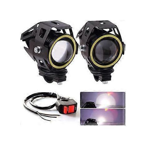 Feux additionnels LED jaunes pour moto, antibrouillards ronds U7, phares avant pour voiture et moto, 1 mode, lampe LED universelle 12V/24V. (1/4)