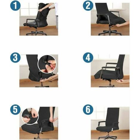 1 Housse de Fauteuil, Extensible, Protection Chaise Bureau, Polyester, Avec Housses Accoudoirs, Usage Domestique (1/4)