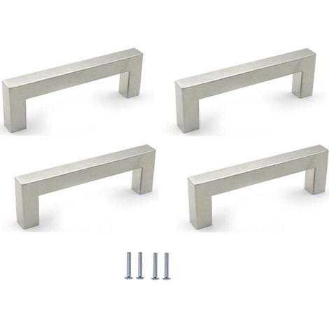 Juego de 4 tiradores para cajones de 7,6 cm, tiradores para muebles de cocina, níquel cepillado, acero inoxidable, aptos para tocadores.