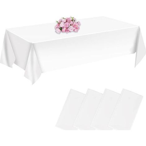 Nappes jetables imperméables blanches – Lot de 4, 137 x 274 cm, idéales pour mariages, anniversaires et événements festifs (1/4)