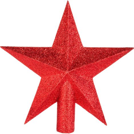 Déco Sapin de Noël Cimier Étoile Rouge Pailleté - Feeric Christmas