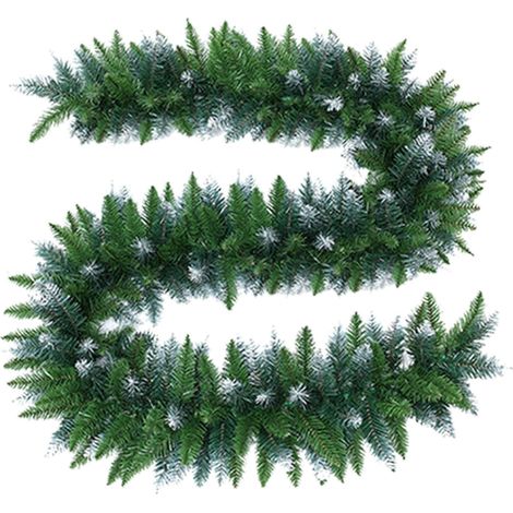 Guirlande de cèdre enneigé, guirlande de pin artificiel, guirlande de cèdre enneigé, guirlande de Noël pour intérieur et extérieur, décoration de maison de vacances, guirlande de pin, guirlande de (1/4)