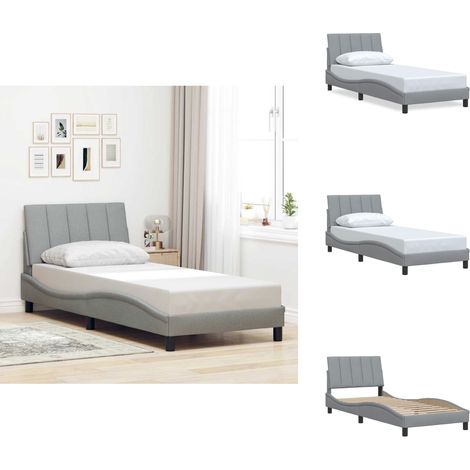 Bettgestell ohne Matratze Hellgrau 90x190 cm Stoff - Bettgestell - Bettgestelle - Bettrahmen - Bett (1/5)