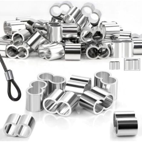 Kaelt - 50 manchons, aluminium, double embouts, 8mm-9mm, câble acier, sandow, bâche (1/5)