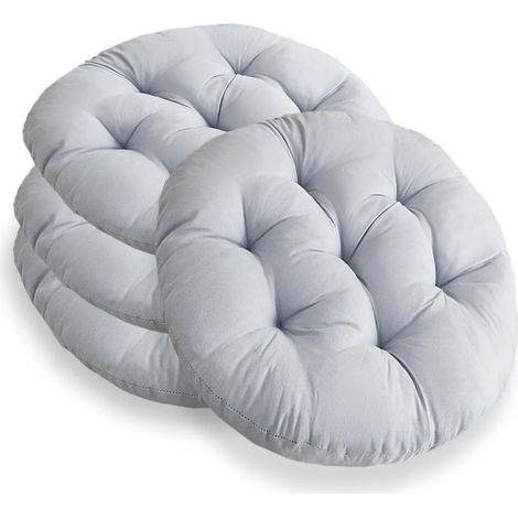 Set of 4 round chair cushions, 40 cm diameter – Round, padded seat cushions – For garden, office and balcony chairs – For indoor and outdoor use – For dining and living rooms – Anthracite (1/5)