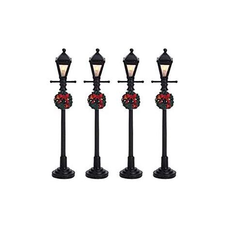 Lemax Set 4 Gas Lantern 64498 Villaggio Di Natale
