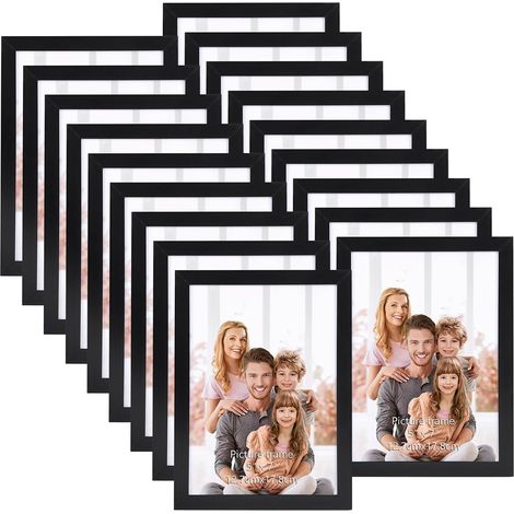 Cadre Photo 13x18 lot de 18, Cadre Photo Noir à Bord Étroit pour Affichage Mural ou Sur Table, pour le bureau, le salon et la chambre à coucher (1/5)