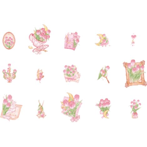40 autocollants carnet déco thème floral romantique bouquet rose, stickers fashion fleurs pour scrapbooking (1/5)
