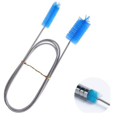 Brosse de tuyau, brosse de nettoyage d'aquarium, brosse d'aquarium flexible à double tête en acier inoxydable, accessoires d'aquarium pour la cuisine à domicile 155 cm (1/5)