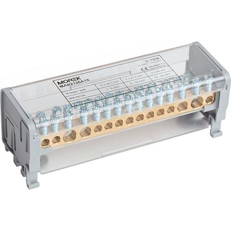 Répartiteur modulaire bipolaire Moblock 125A - 15 départs - 2x35 + 2x25 + 11x6mm² - MOREK