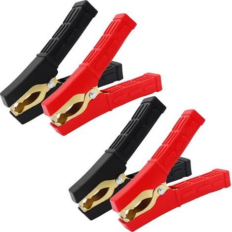 Pince Batterie Voiture 200A Pince Crocodile Batterie 12V Pinces Crocodiles Voiture, Pince pour Batterie avec Gaine Isolante,pour Automobile, Camion, Bateau (200A 4Pièces) (1/5)