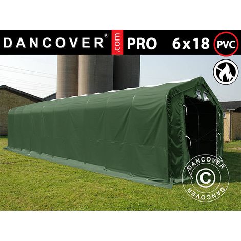 Storage shelter PRO 6x18x3.7 m PVC w/skylight, Green - Dancover (1/2)