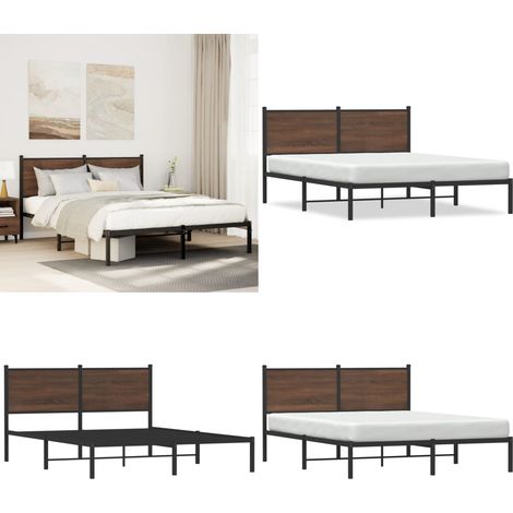 Metallbett ohne Matratze Braun Eichen-Optik 140x200 cm - Metallbett - Doppelbett - Boxspringbetten - Eiche Optik - Bettsystem - Home & Living (1/5)