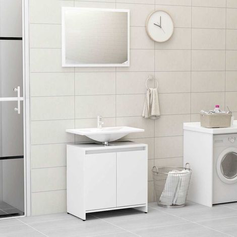 802651 vidaXL Bathroom Furniture Set White Engineered Wood (1/5)