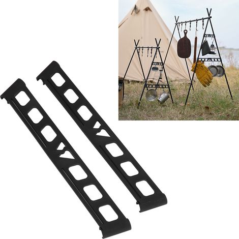 Schwarze Seitenhalterung aus Nylon für Campinggepäckträger – Geschirrablage und tragbarer Outdoor-Aufbewahrungsständer – 2 Stück (1/5)