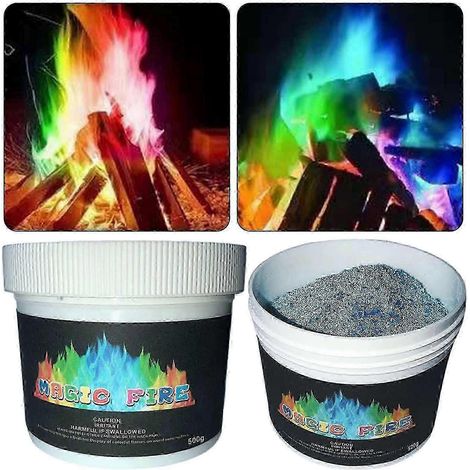 Poudre à feu à changement de couleur sachets de couleur de flamme sûrs et non toxiques pour fêtes feux de camp cheminées 300/500 g (1/4)