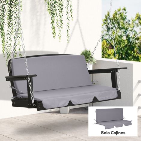Siège Bascule Coussin Dossier Pièces Terrasse Jardin Extérieur Aménagement Gris 130x45x5cm (1/4)