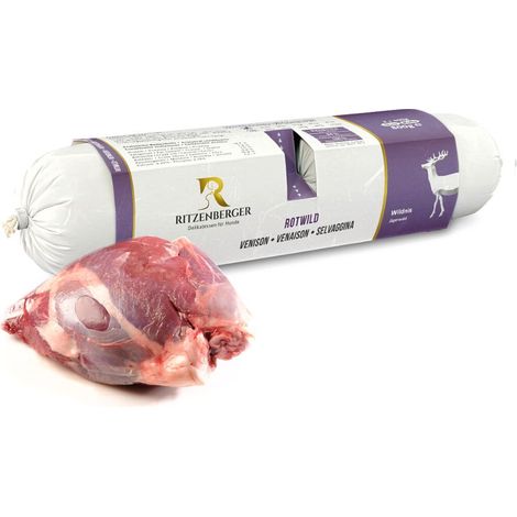 Cervo con frutti di bosco  doppi panini (2 x 400 g)  cibo monoproteico per cani  Ritzenberger (1/3)