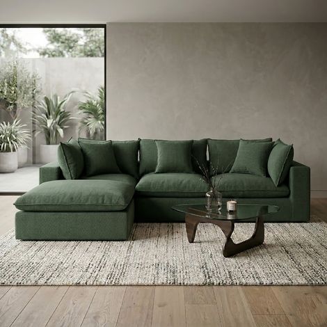 Canapé modulable 295x210x85 cm en tissu texturé kaki - MODUSOF (1/5)
