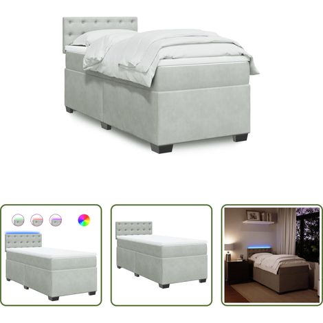 vidaXL Sommeil réparateur - Sommier à lattes de lit et matelas Gris clair 80x200 cm Velours (1/5)