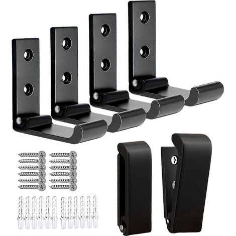 Faltbare Kleiderhaken, 6 Stück, schwarz, Wandhaken, rostfrei, Aluminium, faltbar, Wandmontage, Handtuchhaken, Badezimmerhaken, Wandkopf