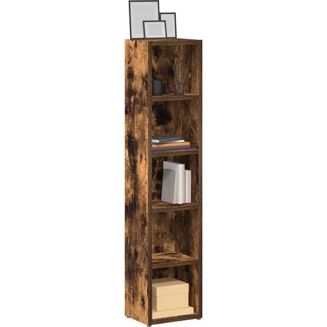 vidaXL Mobili Porta CD 2pz Rovere Fumo 21x16x93,5cm Legno