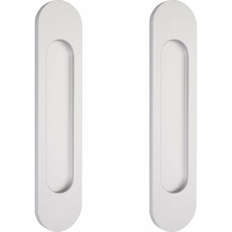 2 poignées de porte coulissantes ovales argentées de 15 cm autocollantes, poignées de porte affleurantes en aluminium, pour portes de grange coulissantes, fenêtres et placards sans perçage (1/5)
