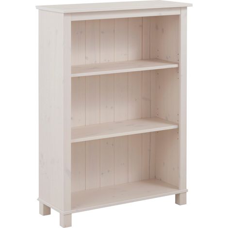 Pivo-Bibliothèque basse en bois massif blanc