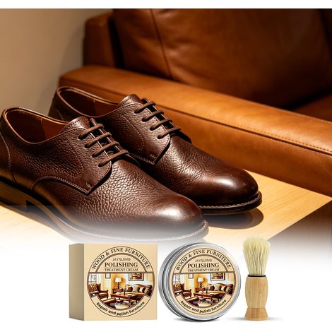Crème d'entretien pour le cuir (articles et meubles) : détachante, nettoyante, nourrissante, réparatrice, lustrante, hydratante et protectrice contre le dessèchement et les craquelures – 100 g + 1 pin (1/5)