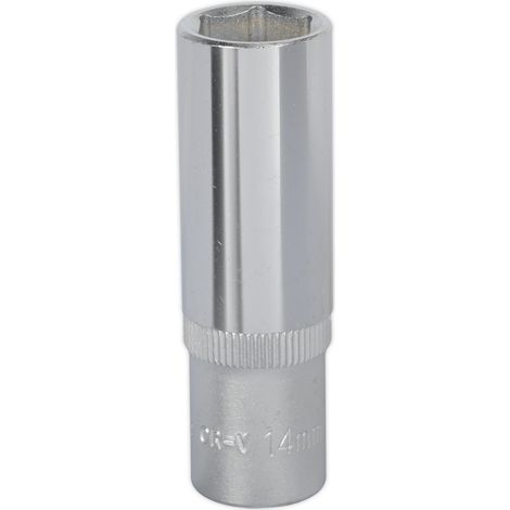 Sealey 14mm Deep 3/8""Sq Drive WallDrive Socket Chrome Hardened Tempered S3814D