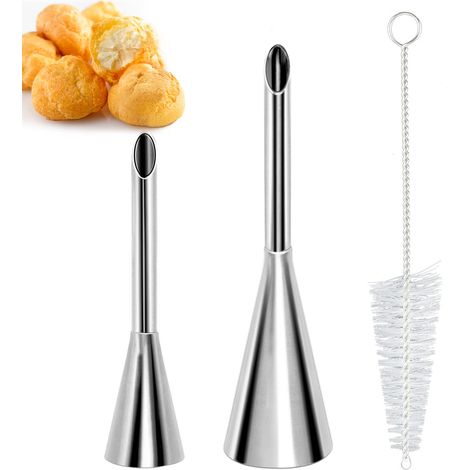 Douille Patisserie Inox Malette Douilles de Pâtisserie Petit Choux pour Remplir les Eclair Cupcakes Muffins Beignets Gâteaux Puffs (1/5)