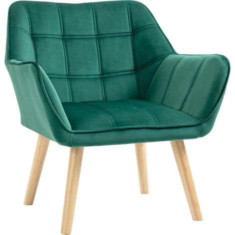 Skandinavischer Design-Schlafzimmersessel, Sessel aus Samt und Holz, Farbe Grün, für Wohnzimmer oder Büro, 67 x 61,5 x 71 cm